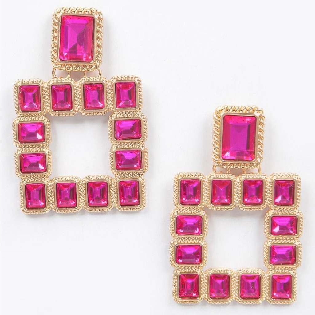 Multi Square Gemstone Earrings